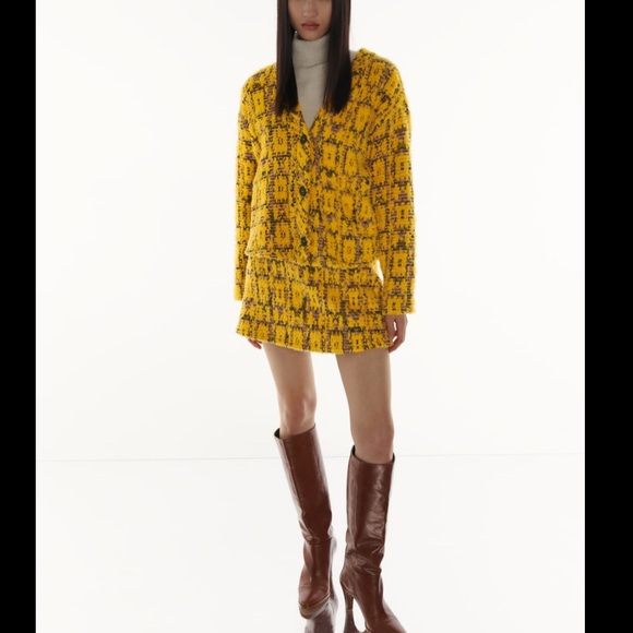 Zara Yellow Co-ord Eyelash Textured Knit 3 Button Clueless Vibes Cardigan NWOT S - Picture 3 of 16